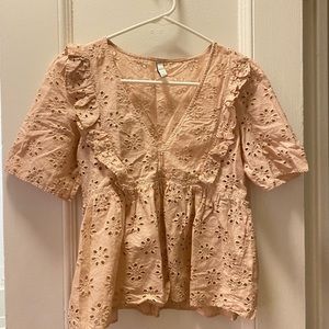 zara summer blush pink top